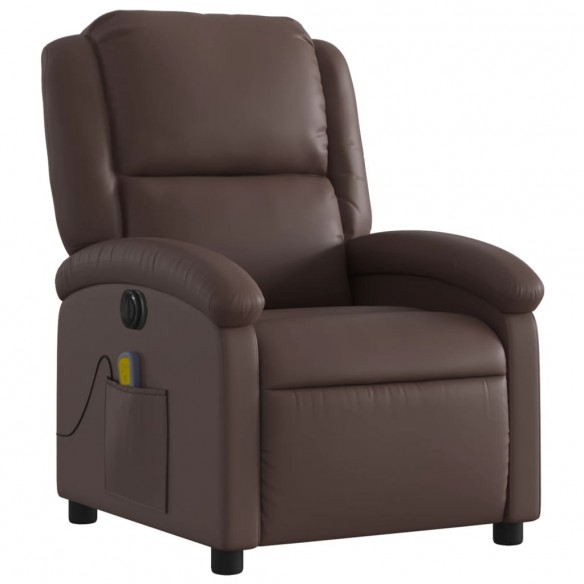 Fauteuil de massage inclinable électrique marron similicuir