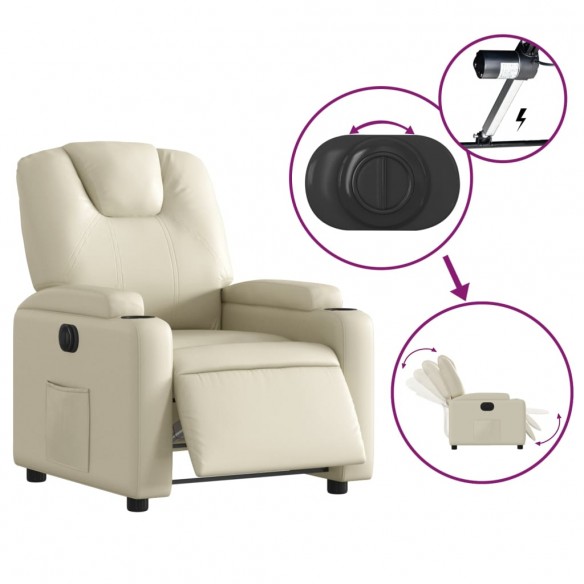 Fauteuil inclinable électrique Crème Similicuir