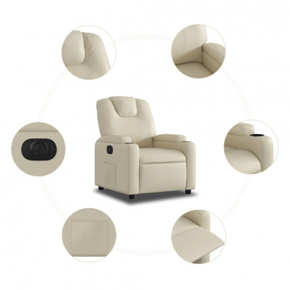 Fauteuil inclinable électrique Crème Similicuir