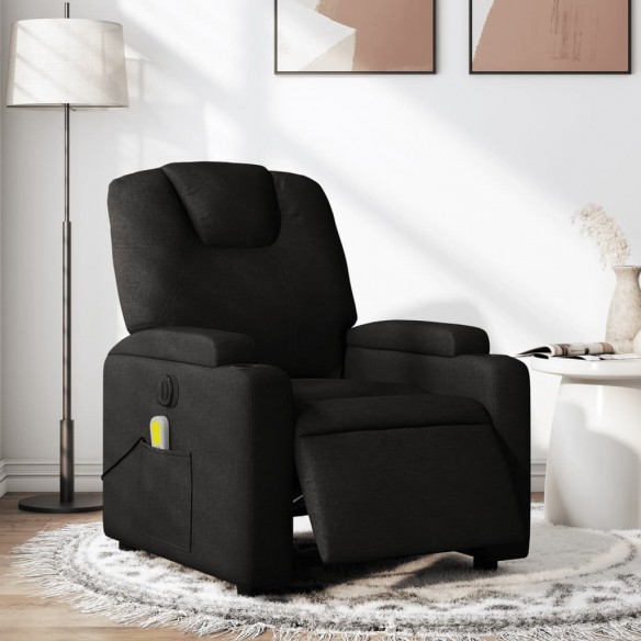 Fauteuil de massage inclinable électrique Noir Tissu