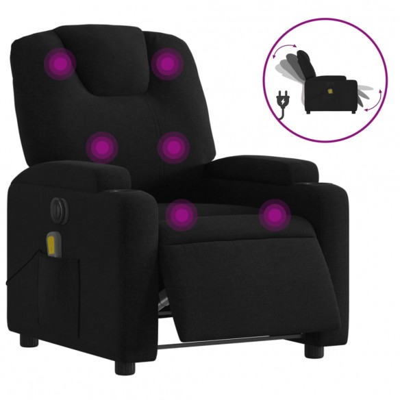 Fauteuil de massage inclinable électrique Noir Tissu