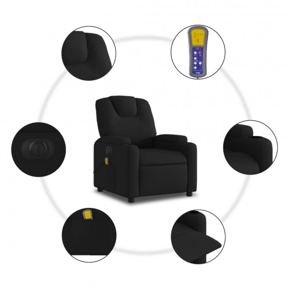 Fauteuil de massage inclinable électrique Noir Tissu