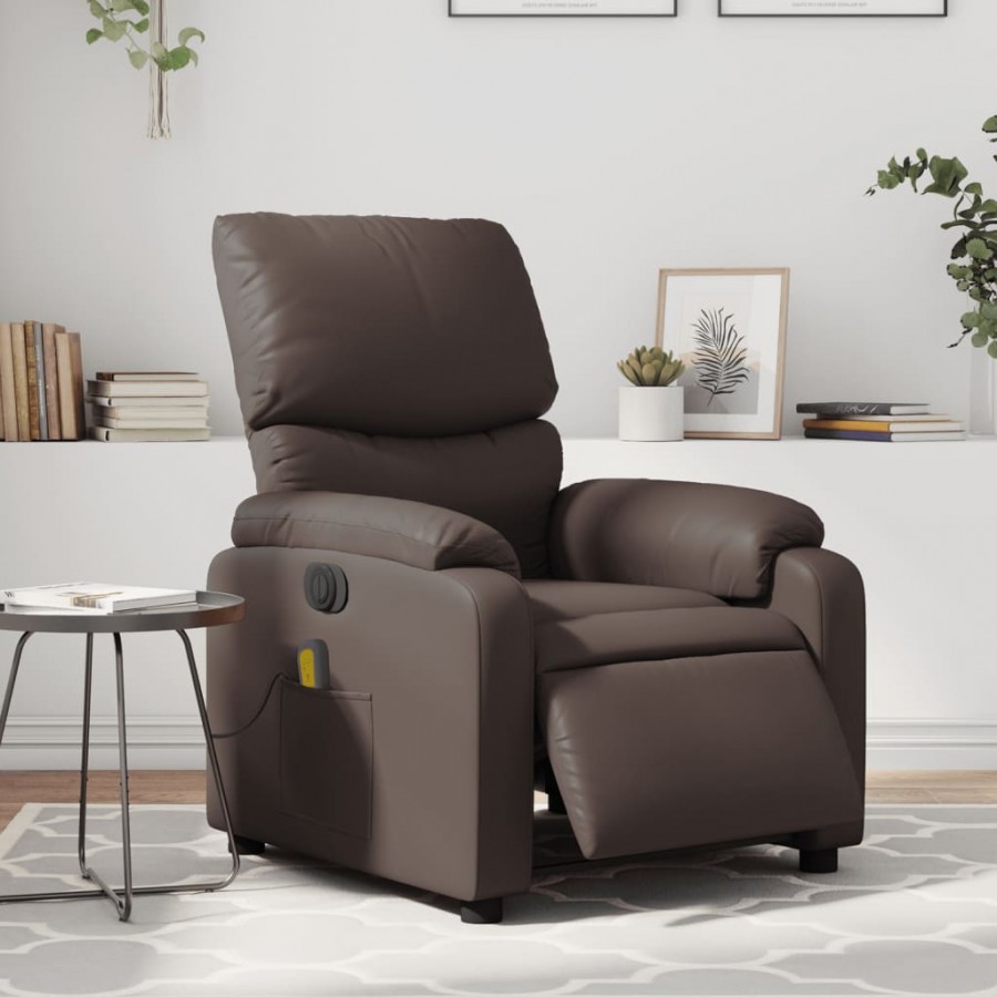 Fauteuil de massage inclinable électrique marron similicuir