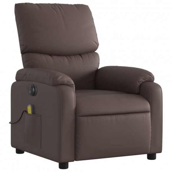 Fauteuil de massage inclinable électrique marron similicuir