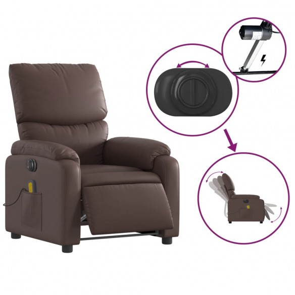 Fauteuil de massage inclinable électrique marron similicuir