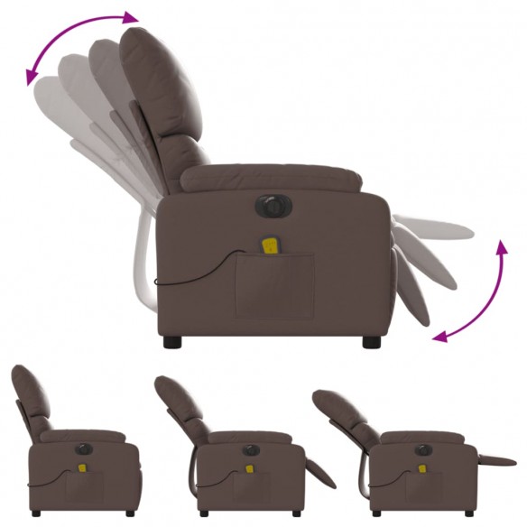 Fauteuil de massage inclinable électrique marron similicuir