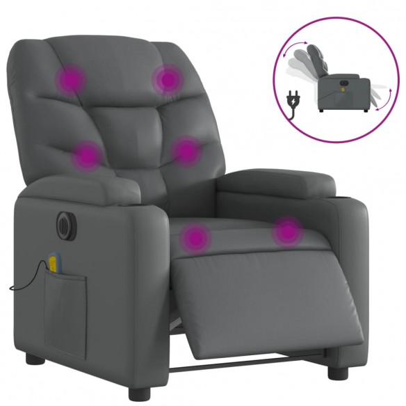 Fauteuil de massage inclinable électrique gris similicuir