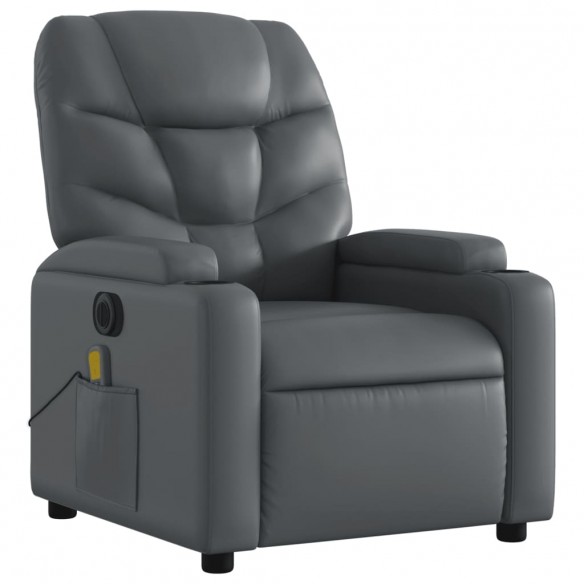 Fauteuil de massage inclinable électrique gris similicuir