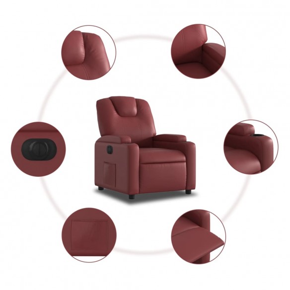 Fauteuil inclinable électrique Rouge bordeaux Similicuir