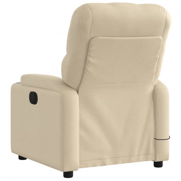 Fauteuil inclinable de massage électrique crème tissu