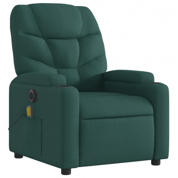 Fauteuil de massage inclinable électrique Vert foncé Tissu