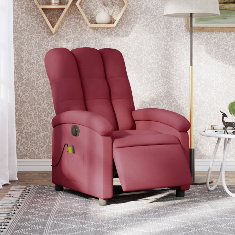 Fauteuil de massage inclinable électrique Rouge bordeaux Tissu