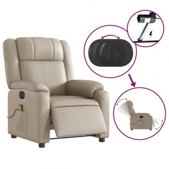 Fauteuil de massage inclinable électrique cappuccino similicuir