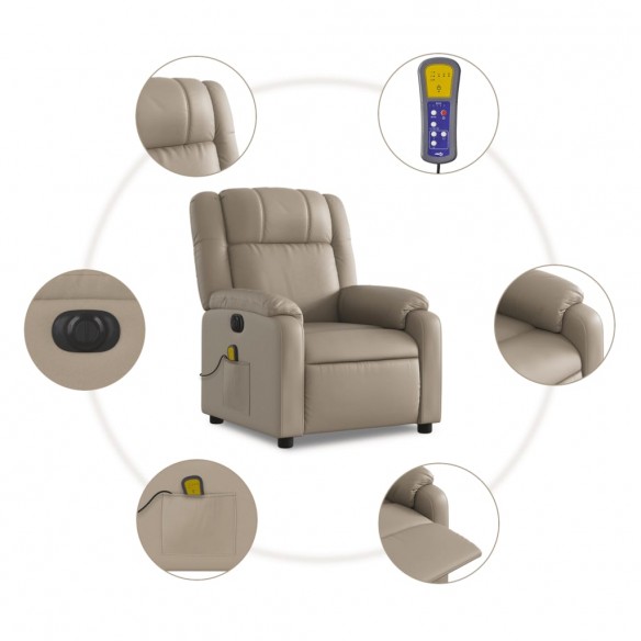 Fauteuil de massage inclinable électrique cappuccino similicuir