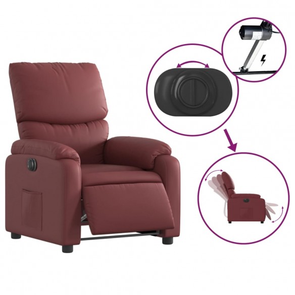 Fauteuil inclinable électrique Rouge bordeaux Similicuir