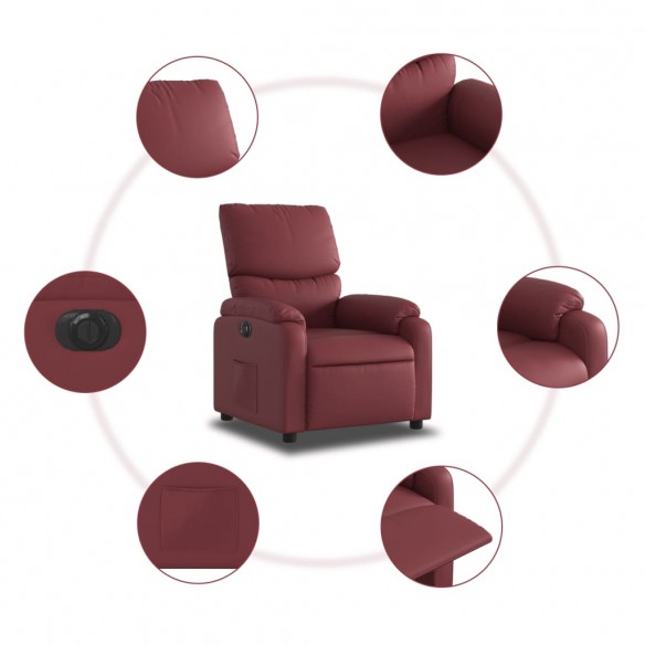 Fauteuil inclinable électrique Rouge bordeaux Similicuir