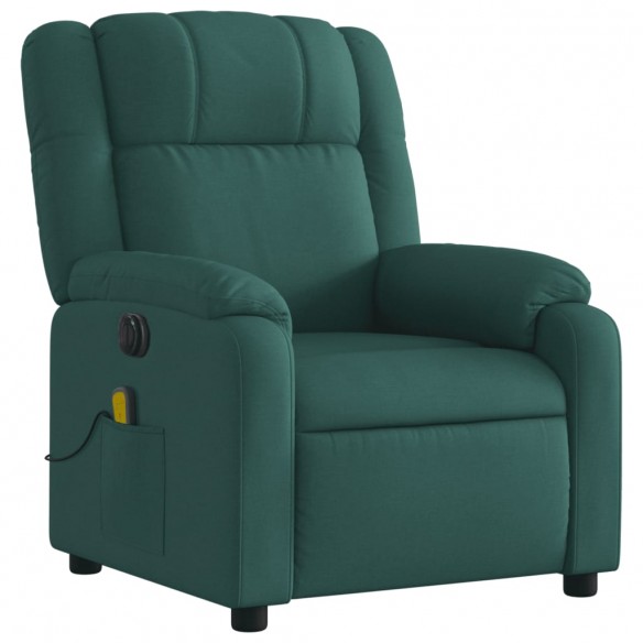 Fauteuil de massage inclinable électrique Vert foncé Tissu