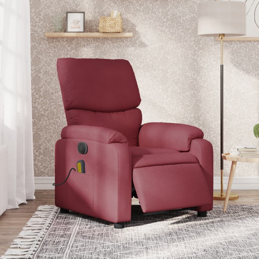 Fauteuil de massage inclinable électrique Rouge bordeaux Tissu