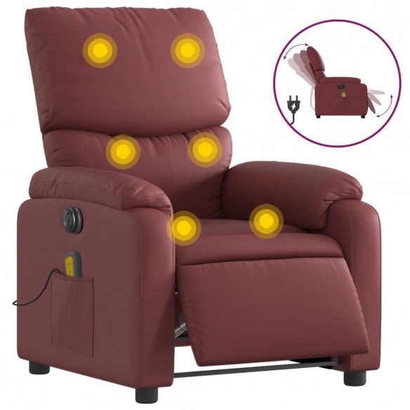 Fauteuil de massage inclinable électrique rouge bordeaux