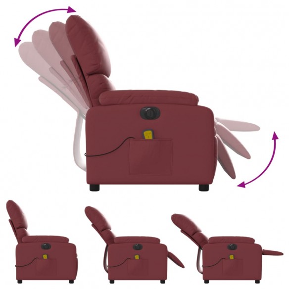 Fauteuil de massage inclinable électrique rouge bordeaux