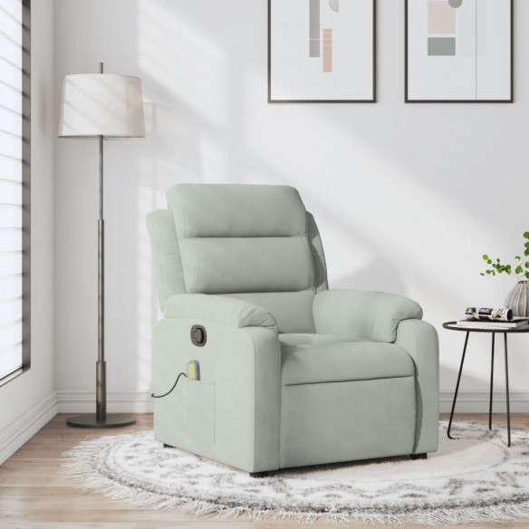 Fauteuil de massage inclinable gris clair velours