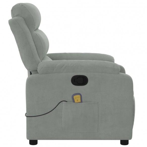 Fauteuil de massage inclinable gris clair velours