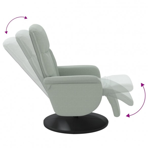 Fauteuil inclinable avec repose-pied gris clair velours