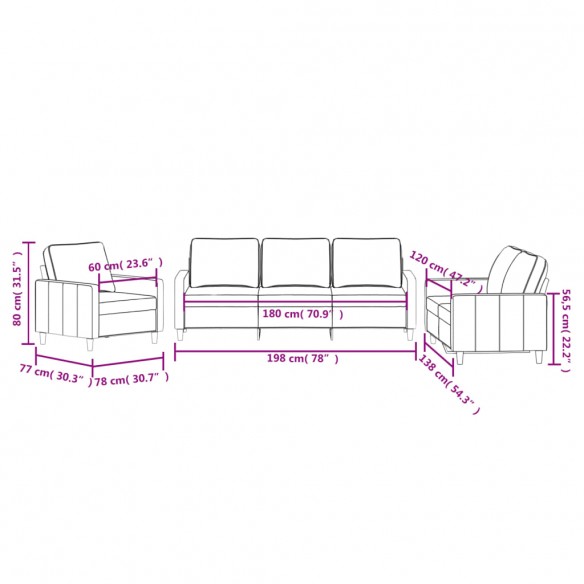 Ensemble de canapés 3 pcs avec coussins Jaune Velours