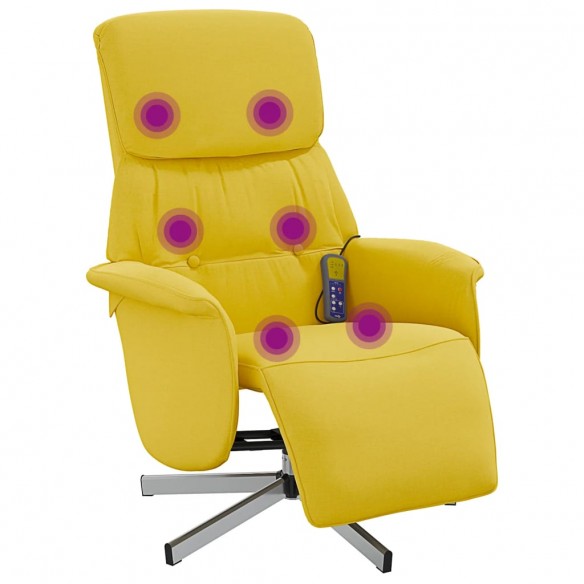 Fauteuil inclinable de massage repose-pieds jaune clair tissu