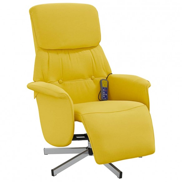 Fauteuil inclinable de massage repose-pieds jaune clair tissu