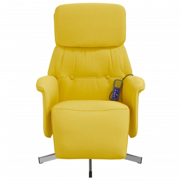 Fauteuil inclinable de massage repose-pieds jaune clair tissu