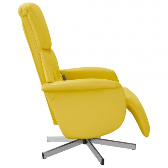 Fauteuil inclinable de massage repose-pieds jaune clair tissu