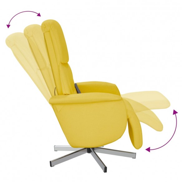 Fauteuil inclinable de massage repose-pieds jaune clair tissu