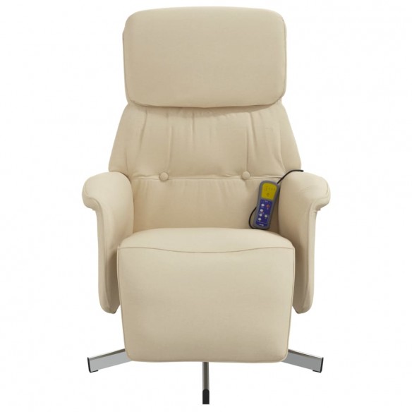 Fauteuil inclinable de massage avec repose-pieds crème tissu