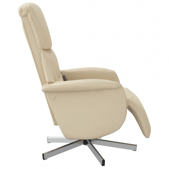 Fauteuil inclinable de massage avec repose-pieds crème tissu