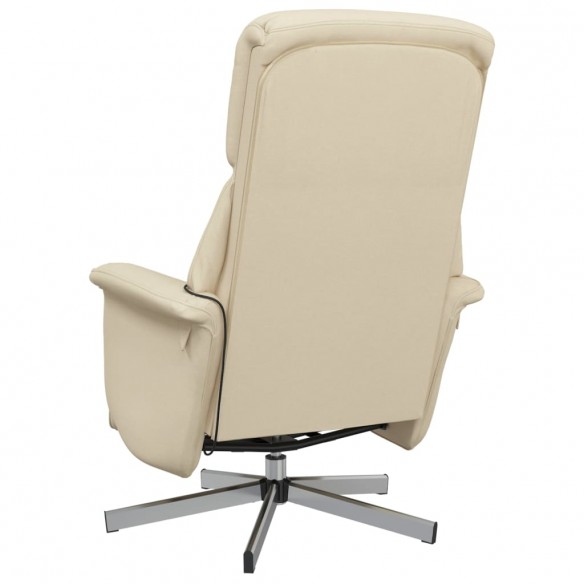 Fauteuil inclinable de massage avec repose-pieds crème tissu