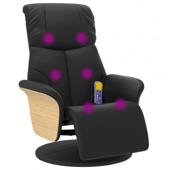 Fauteuil inclinable de massage repose-pieds noir similicuir