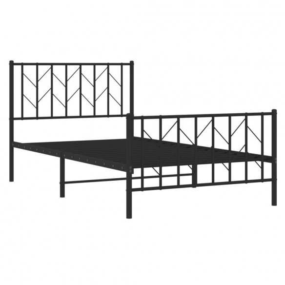 Cadre de lit métal avec tête de lit/pied de lit noir 100x200 cm