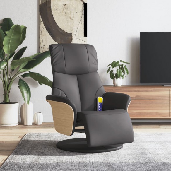 Fauteuil inclinable de massage repose-pieds gris similicuir