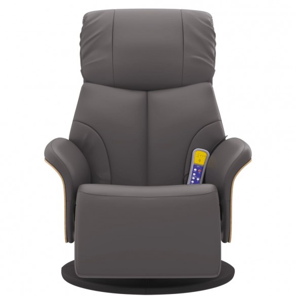 Fauteuil inclinable de massage repose-pieds gris similicuir