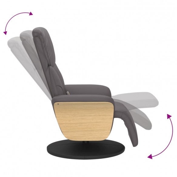 Fauteuil inclinable de massage repose-pieds gris similicuir