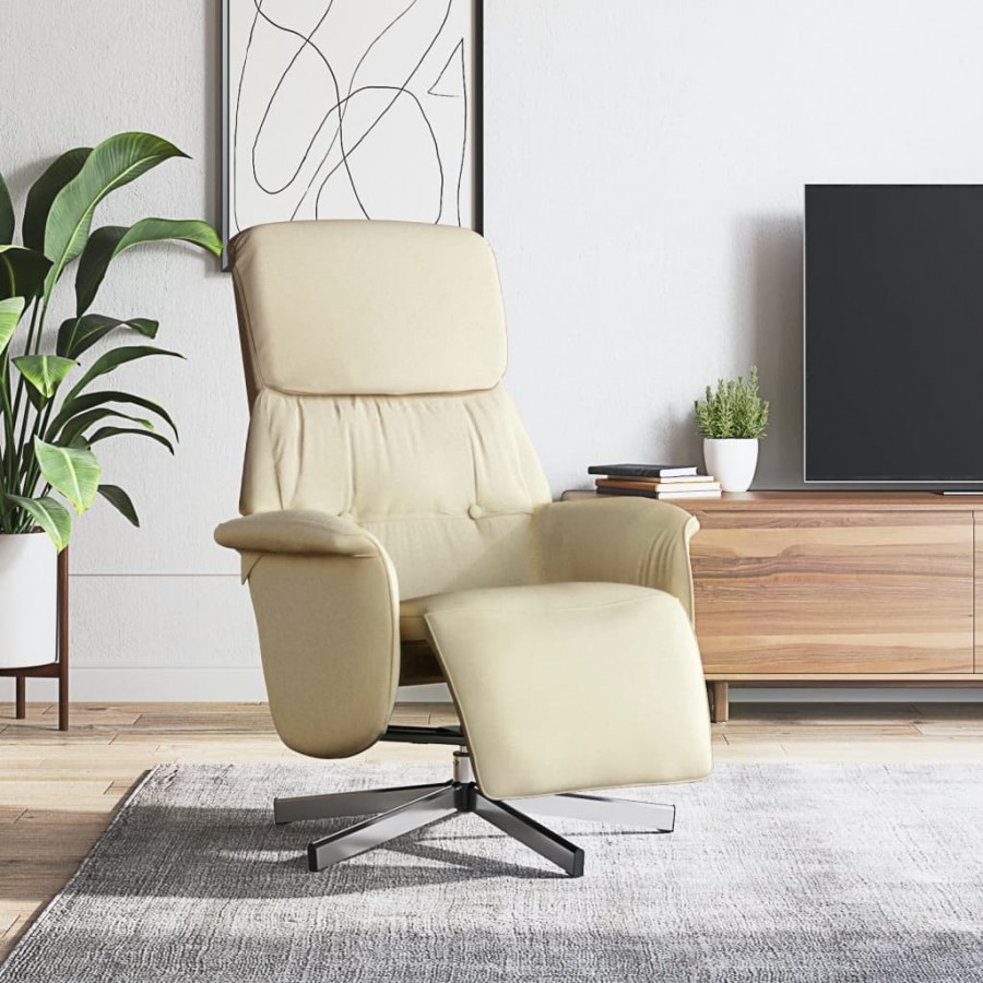 Fauteuil inclinable avec repose-pied crème tissu