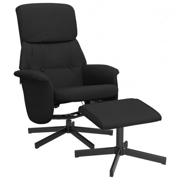 Fauteuil inclinable avec repose-pied noir tissu