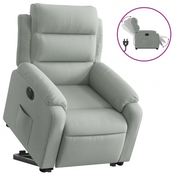 Fauteuil inclinable électrique gris clair velours