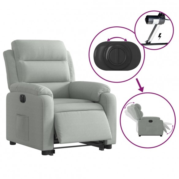 Fauteuil inclinable électrique gris clair velours