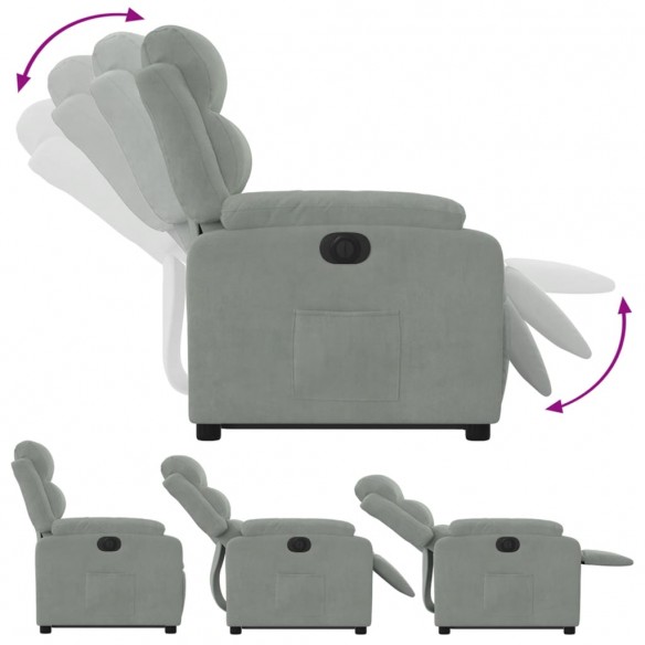 Fauteuil inclinable électrique gris clair velours