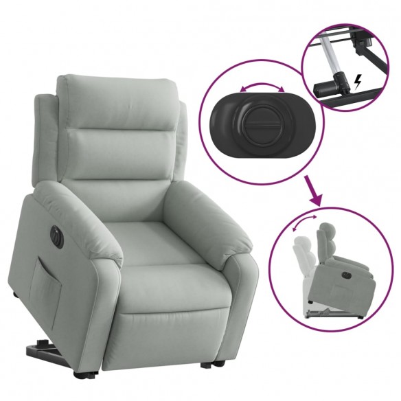 Fauteuil inclinable électrique gris clair velours