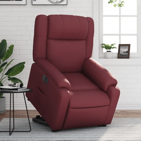 Fauteuil inclinable électrique rouge bordeaux similicuir