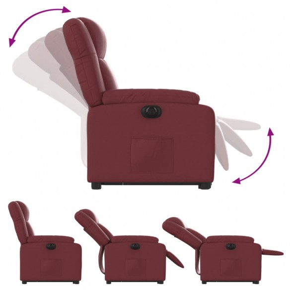 Fauteuil inclinable électrique rouge bordeaux similicuir