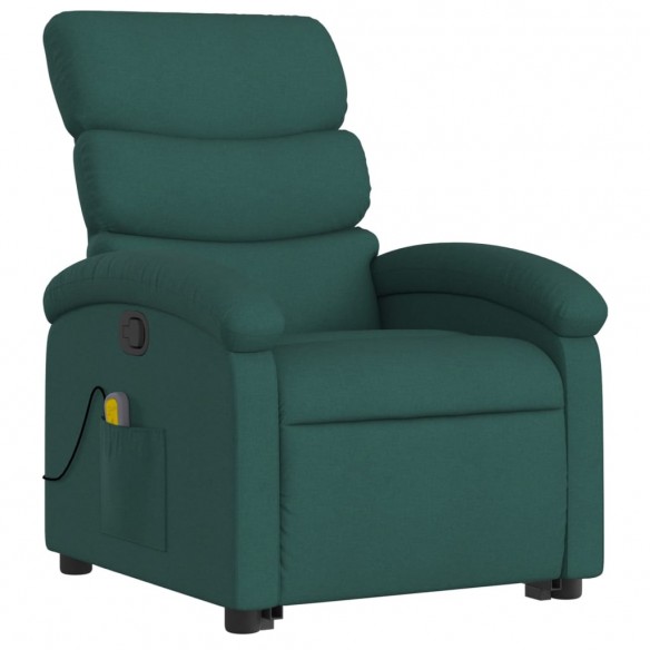 Fauteuil inclinable de massage Vert foncé Tissu